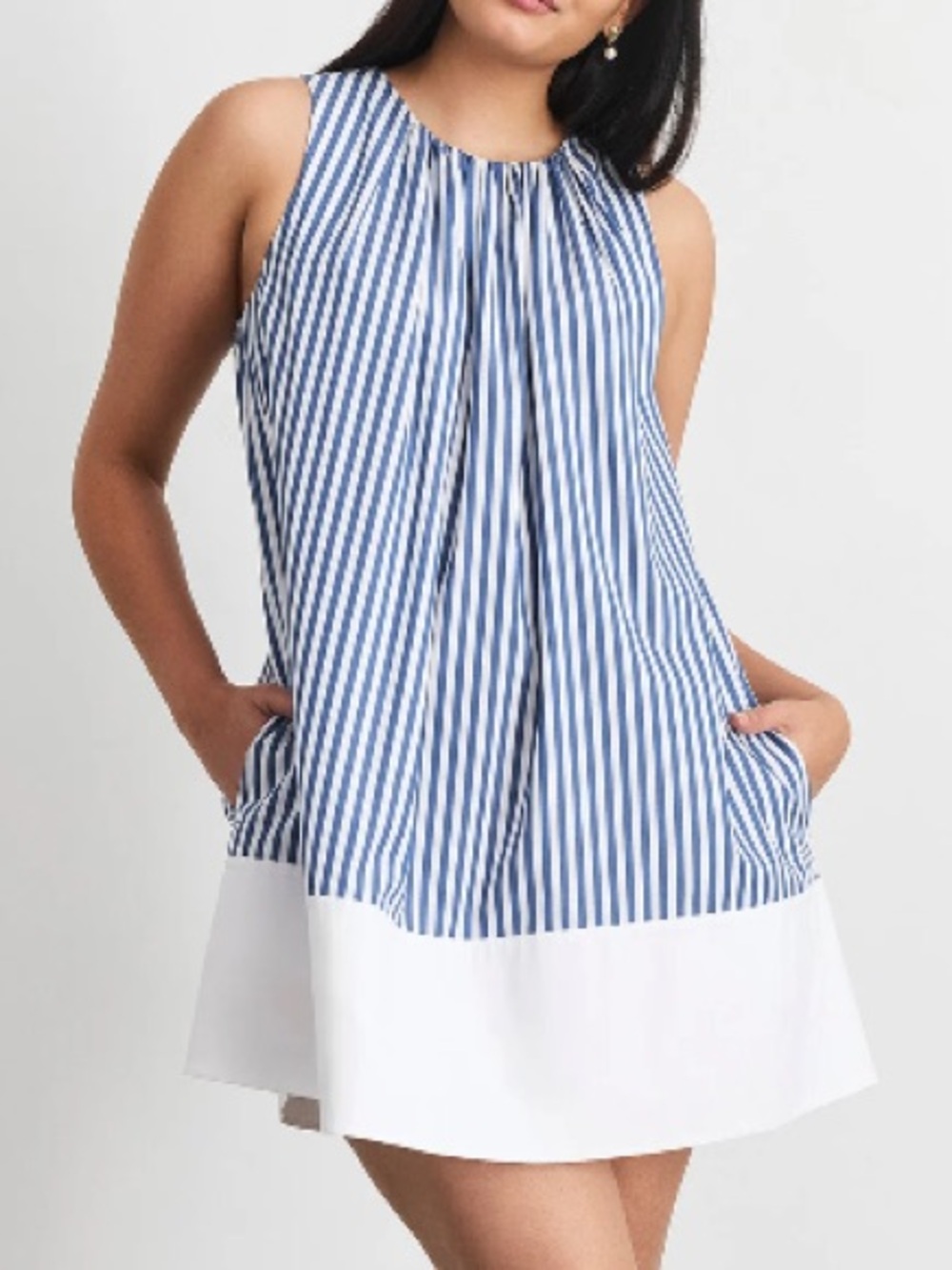 NWT Tanya Taylor Hallie Dress in Optic White/French Blue Stripe